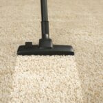 Hoovering,Carpet,With,Vacuum,Cleaner.,Clean,Trace,On,Dirty,Surface